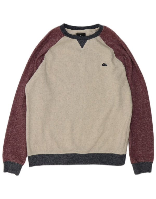 Quiksilver Mens Sweatshirt Jumper Medium Burgundy Colourblock Cotton