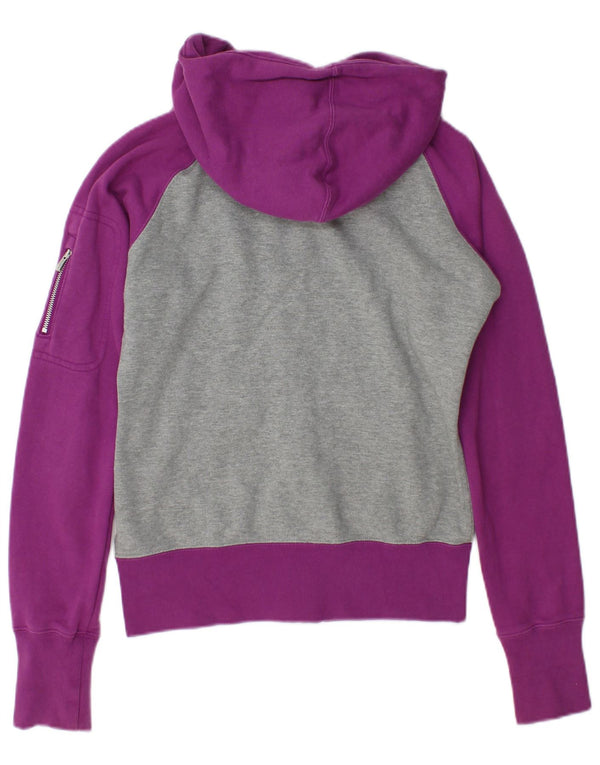 Nike Womens Oversized Zip Hoodie Sweater UK 10 Small Purple Colourblock
