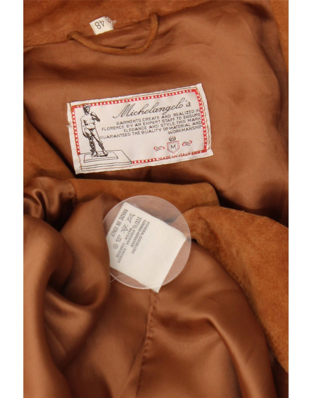 MICHELANGELO Womens Suede Jacket IT 48 XL Brown Leather