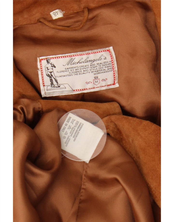 MICHELANGELO Womens Suede Jacket IT 48 XL Brown Leather