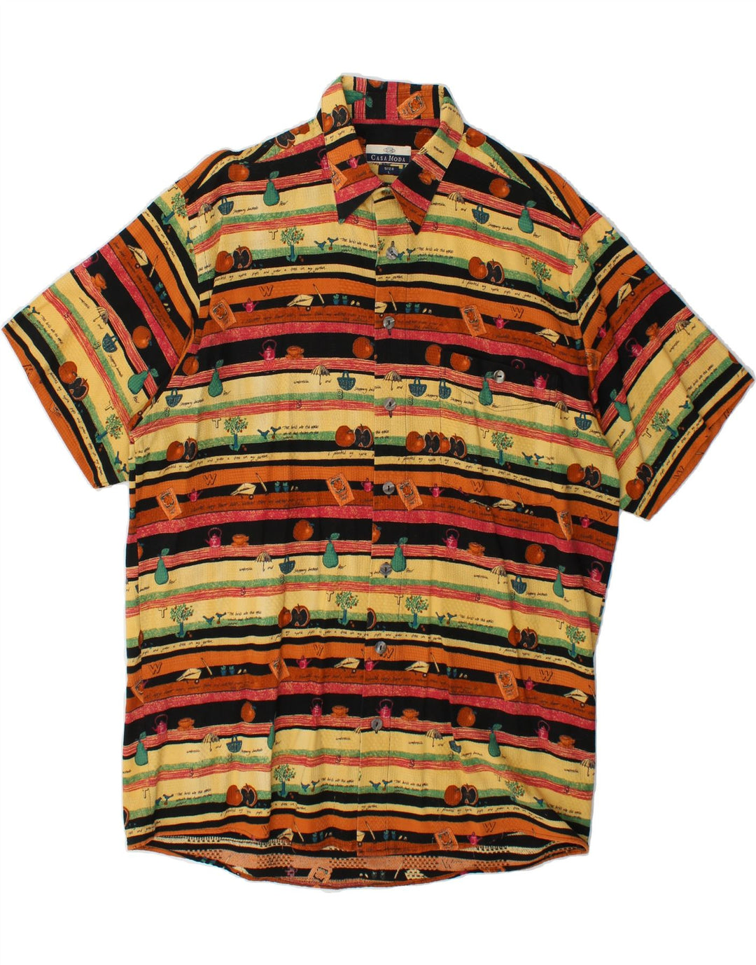 CASA MODA Mens Abstract Pattern Short Sleeve Shirt Large Multicoloured Vintage Casa Moda and Second-Hand Casa Moda from Messina Hembry 