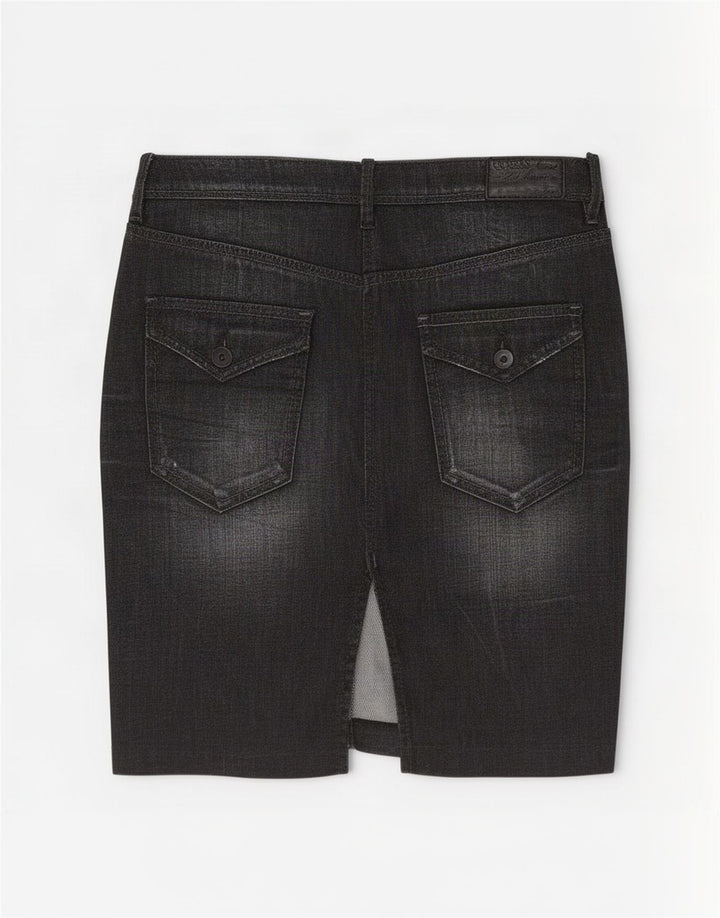 Guess Womens Denim Skirt W27 Small Black Cotton