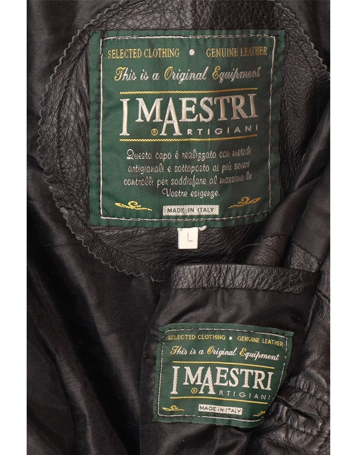 Vintage Mens Leather Jacket UK 40 Large Black Leather