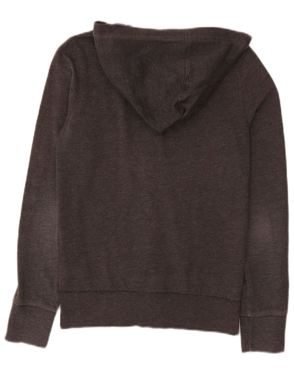 Hurley Womens Graphic Zip Hoodie Sweater UK 6 XS Grey Cotton