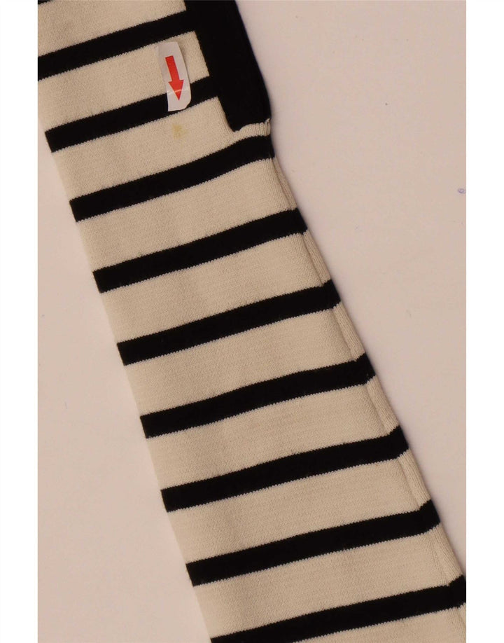 Zara Womens Crop Cardigan Sweater UK 12 Medium White Striped Viscose