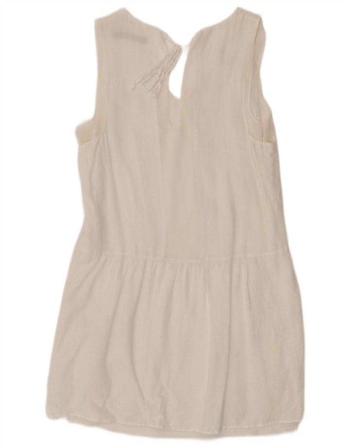 Zara Womens Sleeveless Shift Dress UK 10 Small White Linen