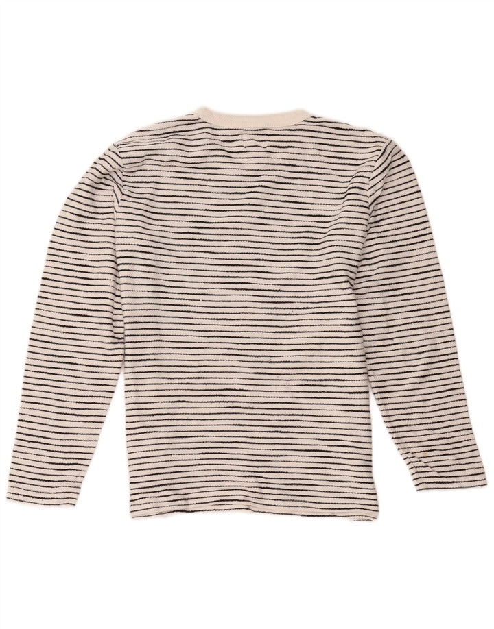 Zara Mens Top Long Sleeve Large White Striped Cotton