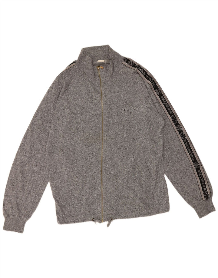 Champion Mens Graphic Tracksuit Top Jacket Large Grey Flecked