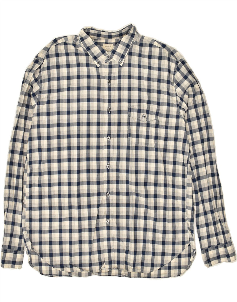 J. CREW Mens Shirt Size 17  1/2 XL Navy Blue Check Cotton | Vintage J. Crew | Thrift | Second-Hand J. Crew | Used Clothing | Messina Hembry 