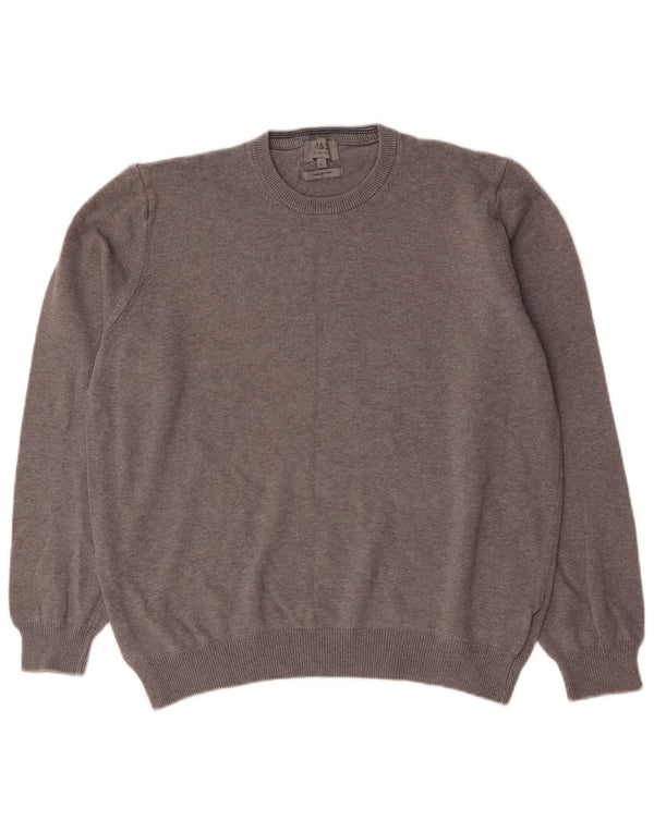 Marks & Spencer Mens Crew Neck Jumper Sweater Large Grey Cotton