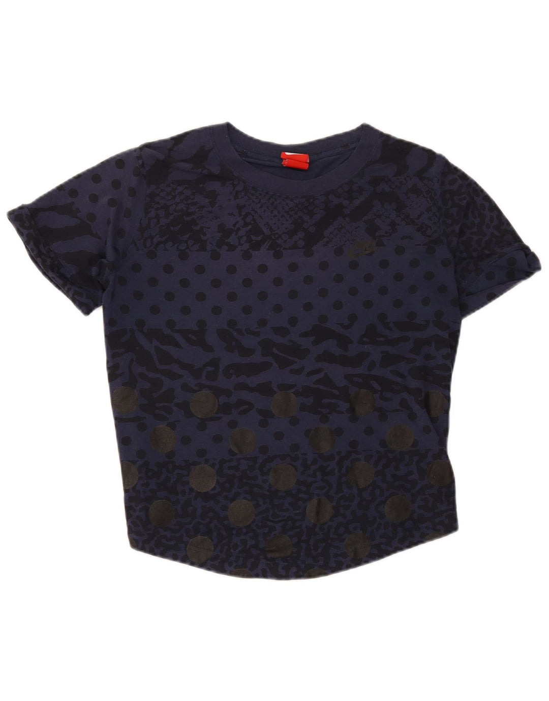 Nike Womens Abstract Pattern T-Shirt Top UK 14 Medium Navy Blue