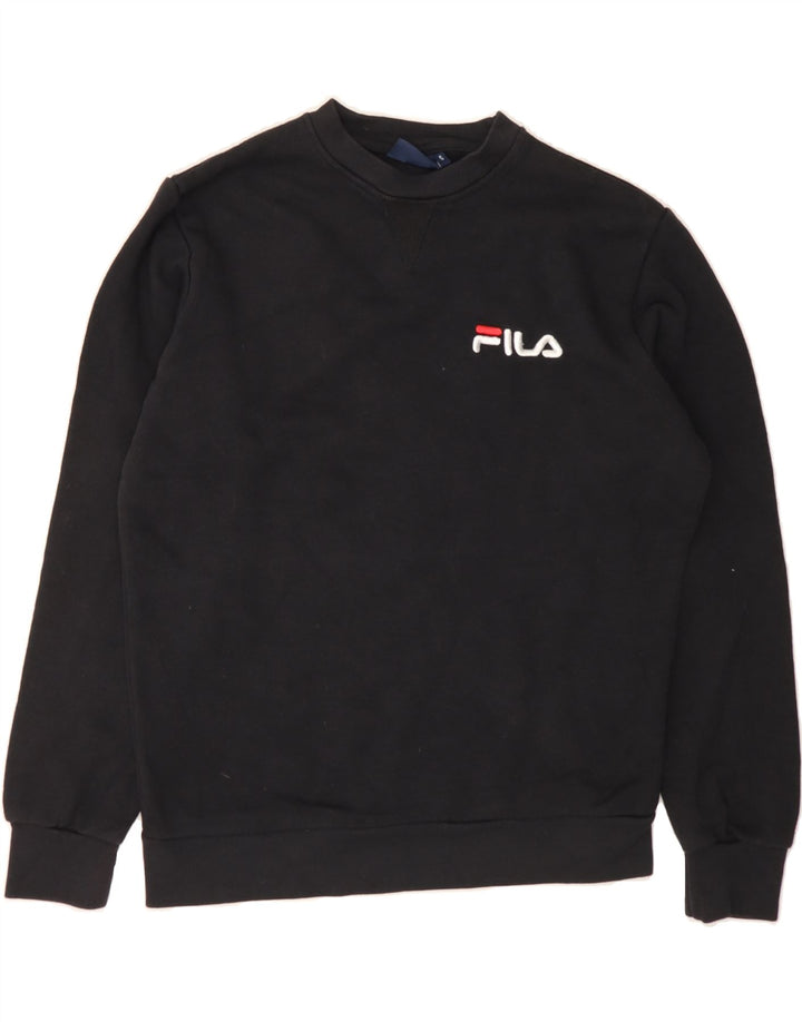 FILA Mens Sweatshirt Jumper Small Black Cotton Vintage Fila and Second-Hand Fila from Messina Hembry 