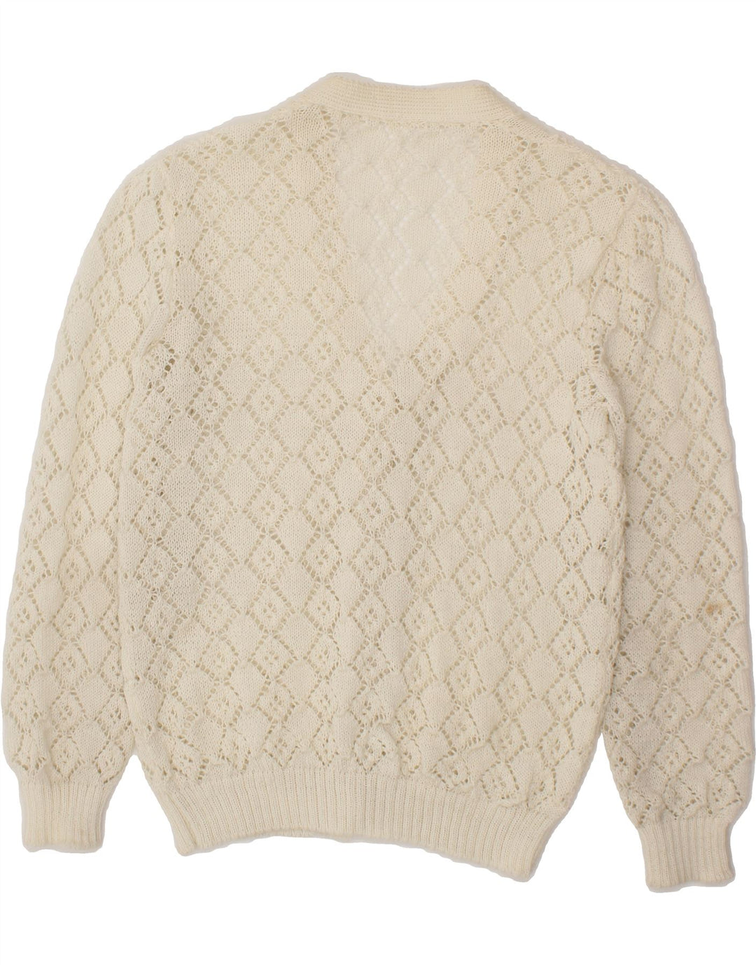 VINTAGE Womens See Through Cardigan Sweater UK 12 Medium Off White Vintage Vintage and Second-Hand Vintage from Messina Hembry 