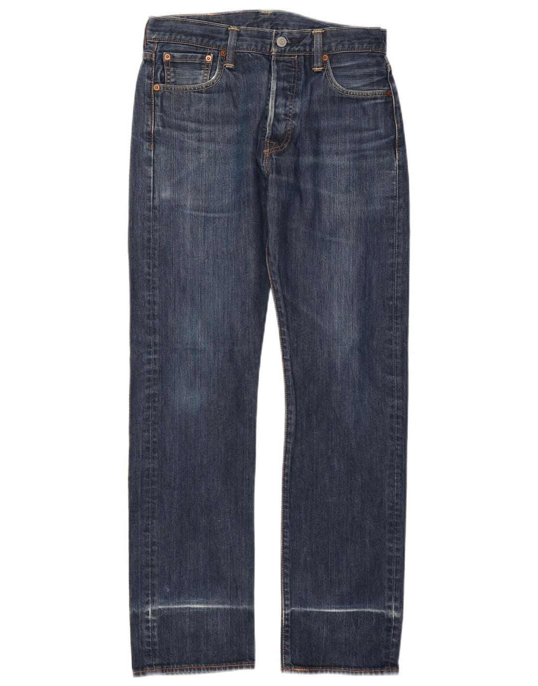 LEVI'S Mens 501 Straight Jeans W30 L32 Navy Blue Cotton