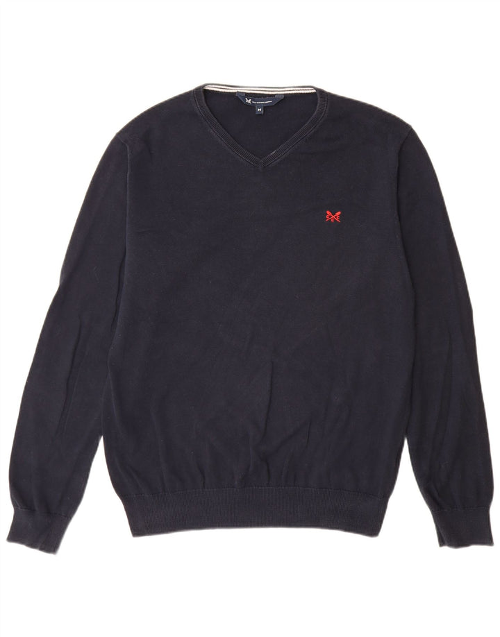Crew Clothing Mens V-Neck Jumper Sweater Medium Navy Blue Cotton