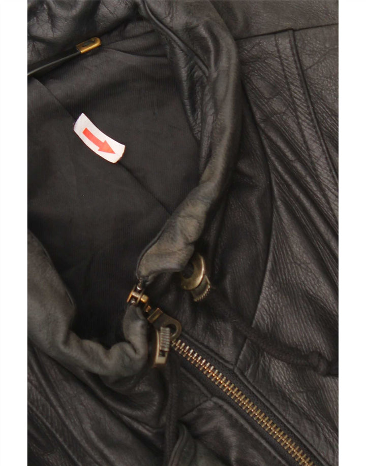 New Fast Womens Oversized Leather Jacket IT 44 Medium Black