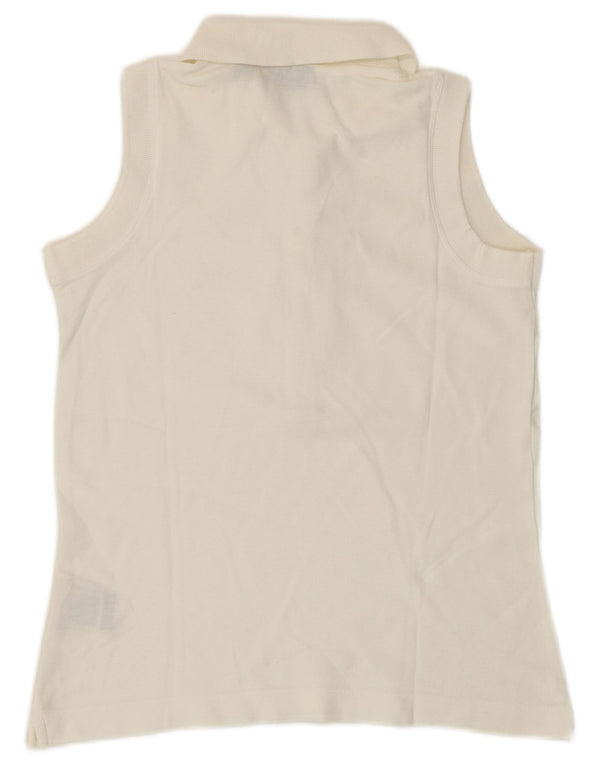 Fila Womens Sleeveless Polo Shirt UK 12 Medium White Cotton
