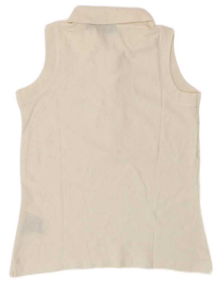 Fila Womens Sleeveless Polo Shirt UK 12 Medium White Cotton