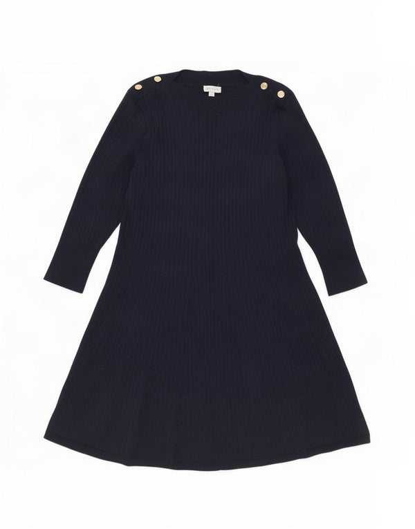 Monsoon Womens Jumper Dress UK 16 Large Navy Blue Polyester
