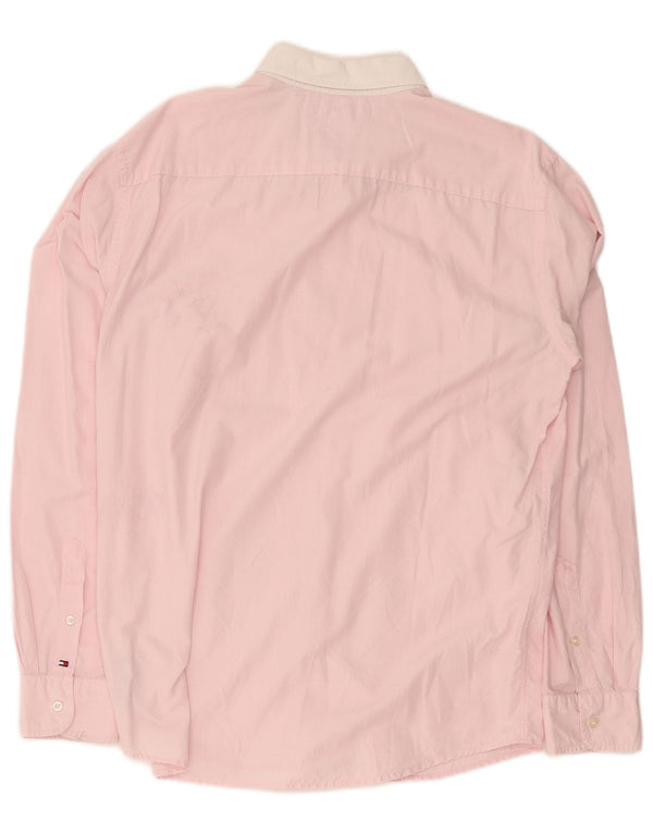 Tommy Hilfiger Mens Vintage Fit Shirt Large Pink Pinstripe Cotton