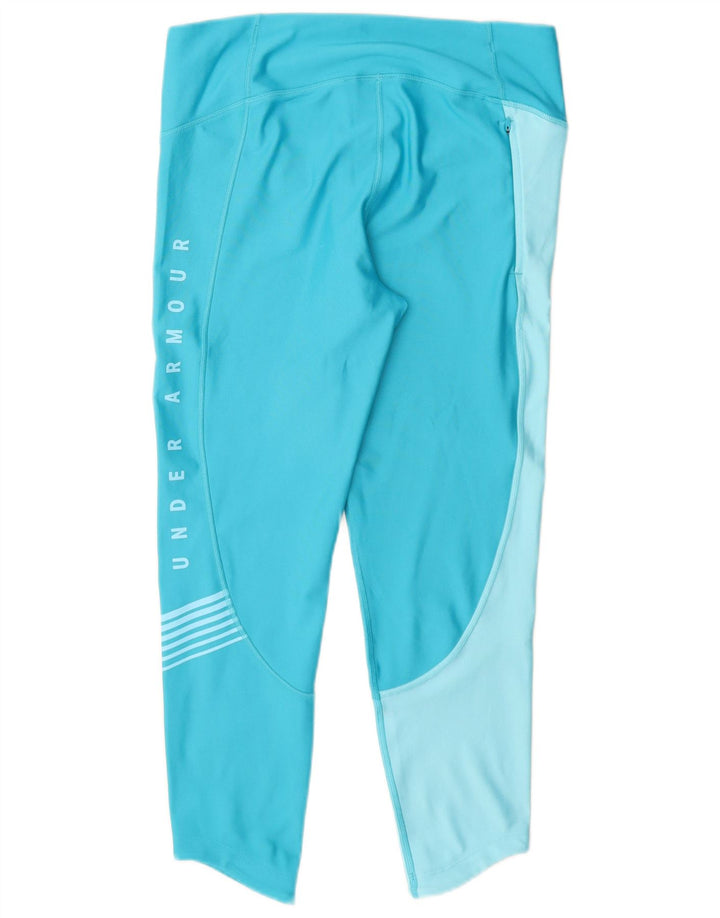 Under Armour Womens Heat Gear Graphic Leggings UK 14 Large  Blue Polyester