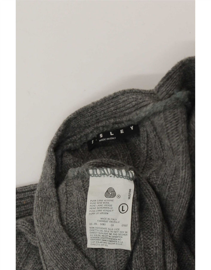 Sisley Mens Cardigan Sweater Large Grey Wool