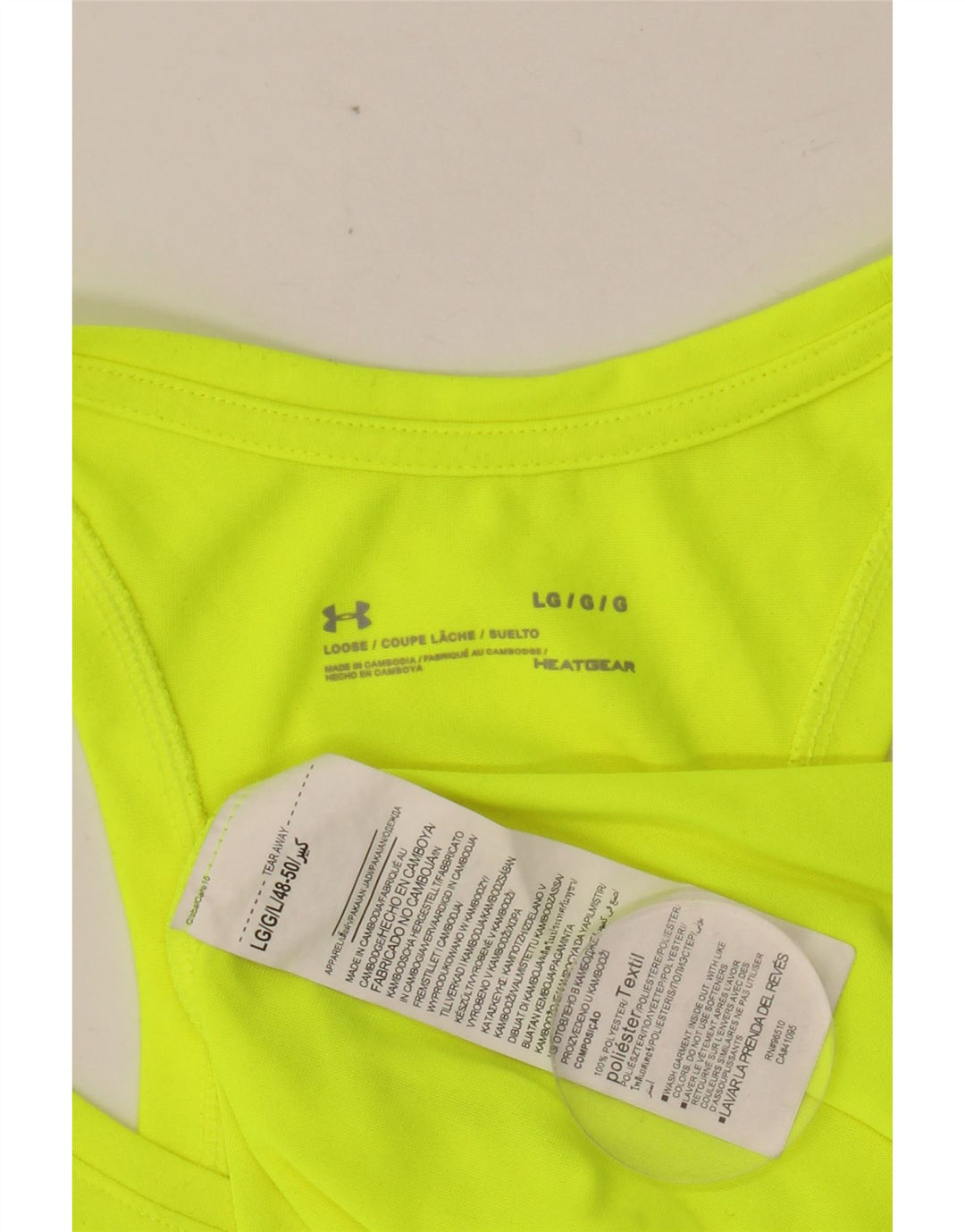 UNDER ARMOUR Mens Heat Gear Graphic Vest Top Large Green Polyester