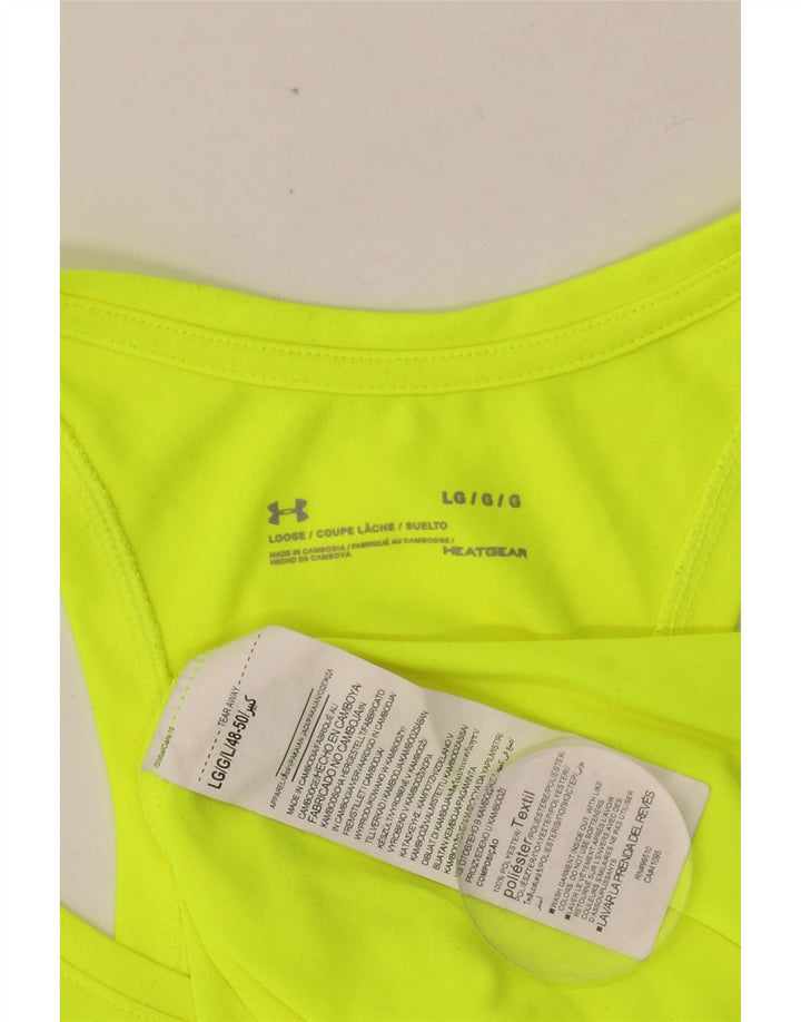 UNDER ARMOUR Mens Heat Gear Graphic Vest Top Large Green Polyester