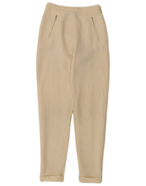 Max Mara Womens High Waist Slim Casual Trousers UK 10 Small W26 L30 Beige