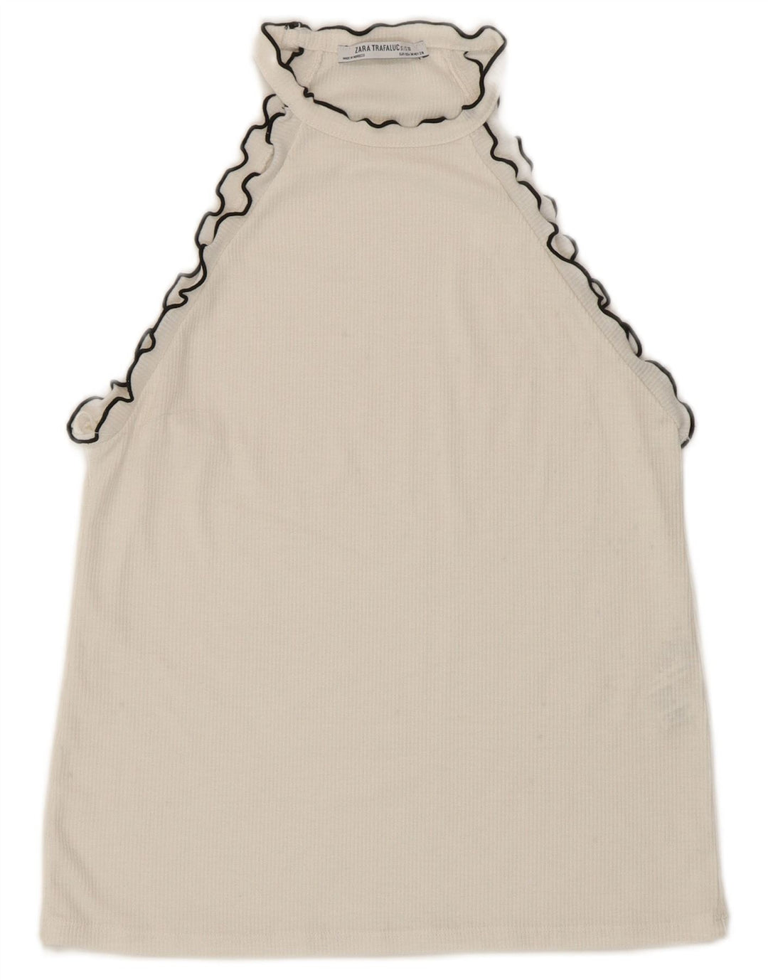 Zara Womens Crop Halter Top UK 12 Medium White Cotton