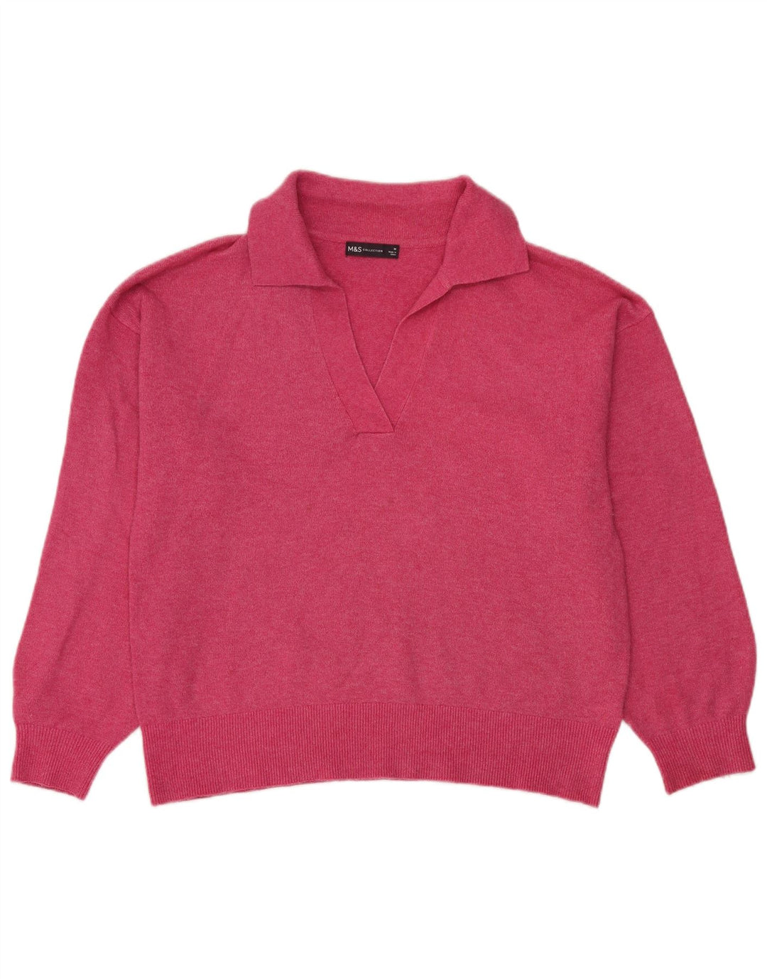 Marks & Spencer Womens Oversized Polo Neck Jumper Sweater UK 14 Medium Pink