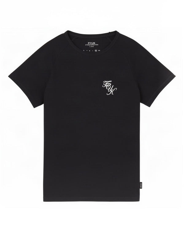 Fcuk Womens T-Shirt Top UK 18 XL Black Cotton