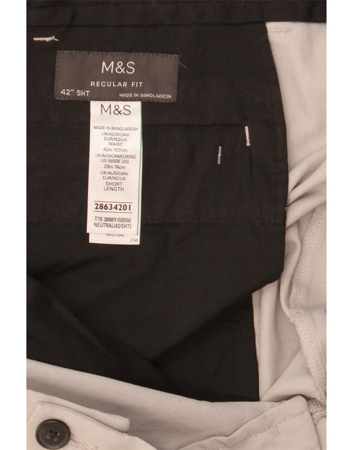 Marks & Spencer Mens Regular Fit Chino Trousers W42 L28 Grey Polyester