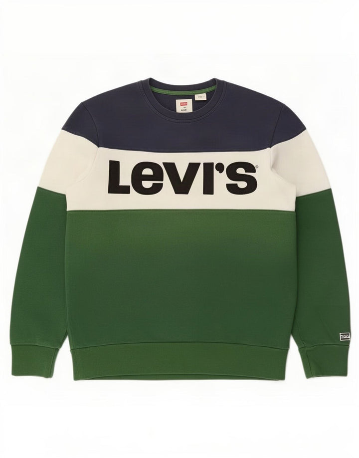 Levi's Mens Sweatshirt Jumper Medium Multicoloured Colourblock Cotton