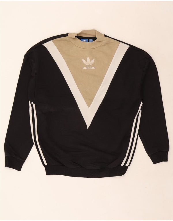Adidas Womens Graphic Sweatshirt Jumper UK 12 Medium  Black Colourblock