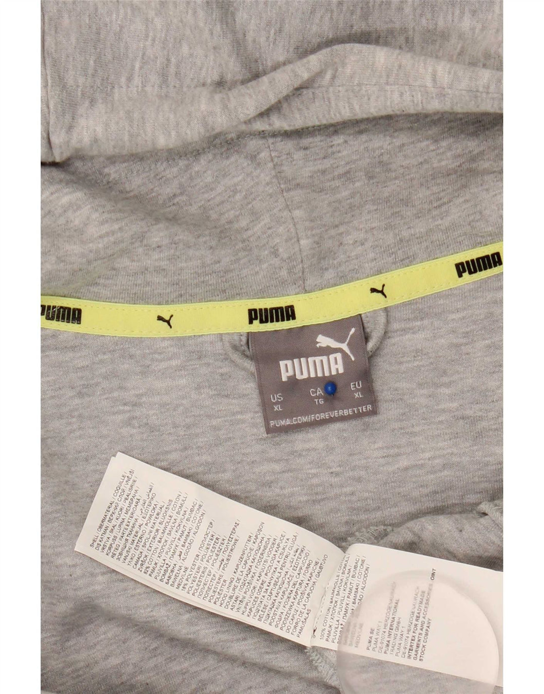 Puma Mens Zip Hoodie Sweater XL Grey Cotton
