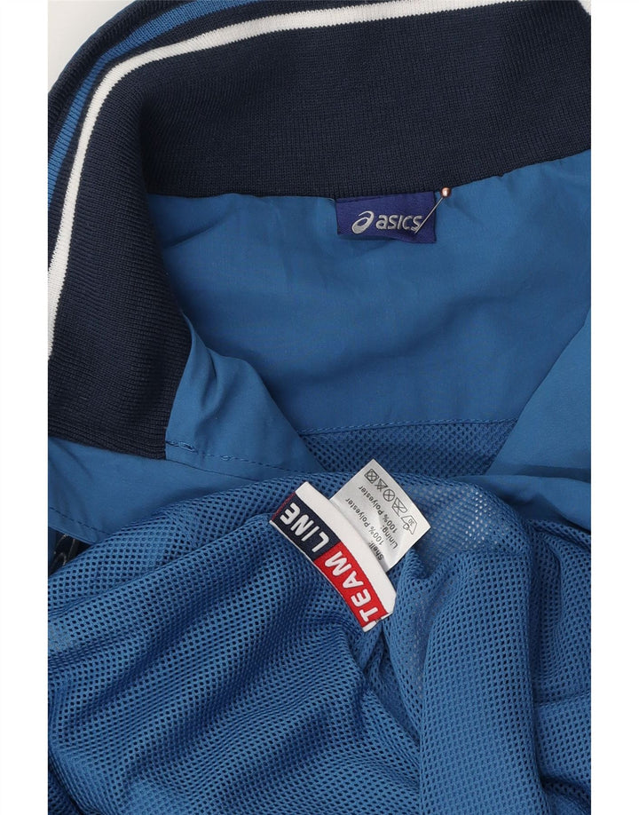 ASICS Mens Graphic Tracksuit Top Jacket Large Blue Colourblock Polyester