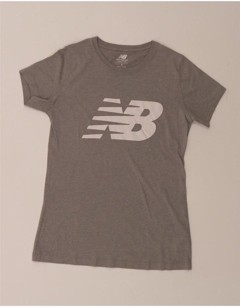 NEW BALANCE Womens Graphic T-Shirt Top UK 10 Small Grey Cotton Vintage New Balance and Second-Hand New Balance from Messina Hembry 