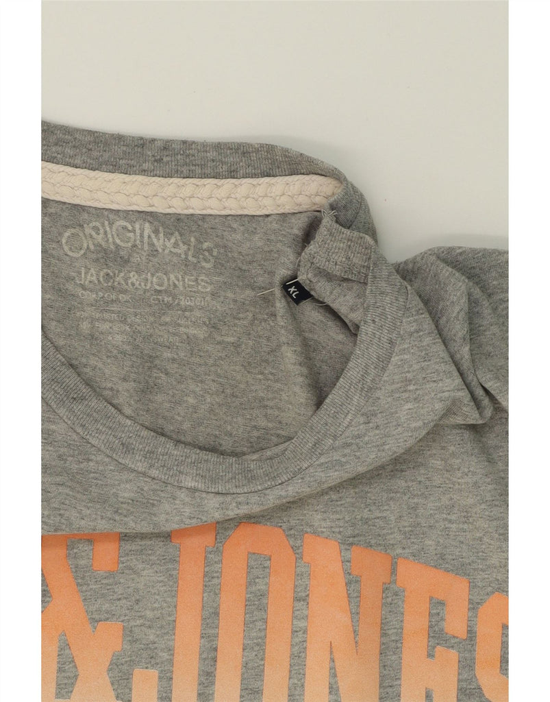 JACK & JONES Mens Originals Graphic T-Shirt Top XL Grey Cotton Vintage Jack & Jones and Second-Hand Jack & Jones from Messina Hembry 