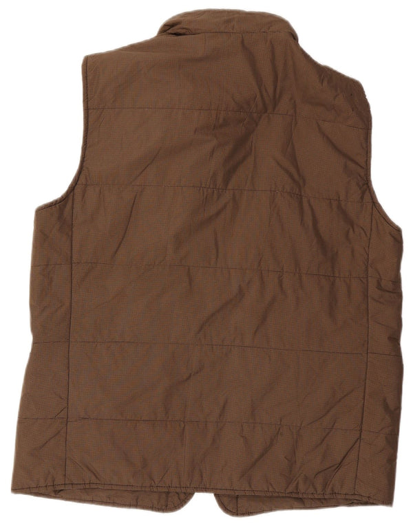 Henry Cottons Mens Hooded Padded Gilet IT 54 2XL Brown Gingham Polyester