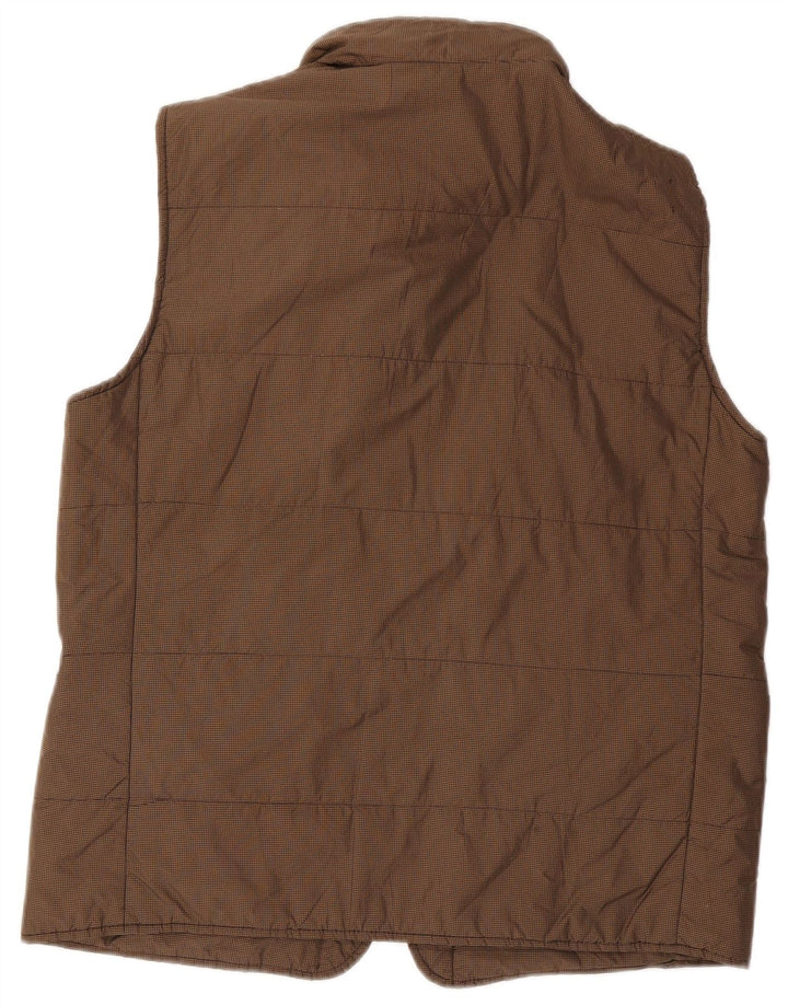 Henry Cottons Mens Hooded Padded Gilet IT 54 2XL Brown Gingham Polyester