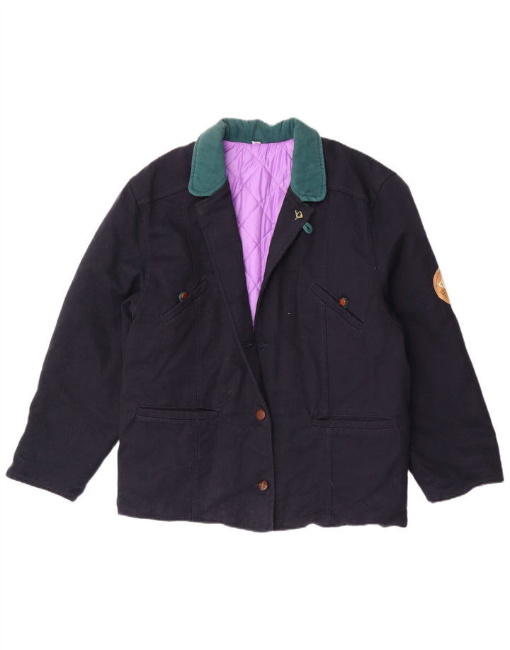 Vintage Womens 2 Button Blazer Jacket IT 44 Medium Navy Blue Colourblock