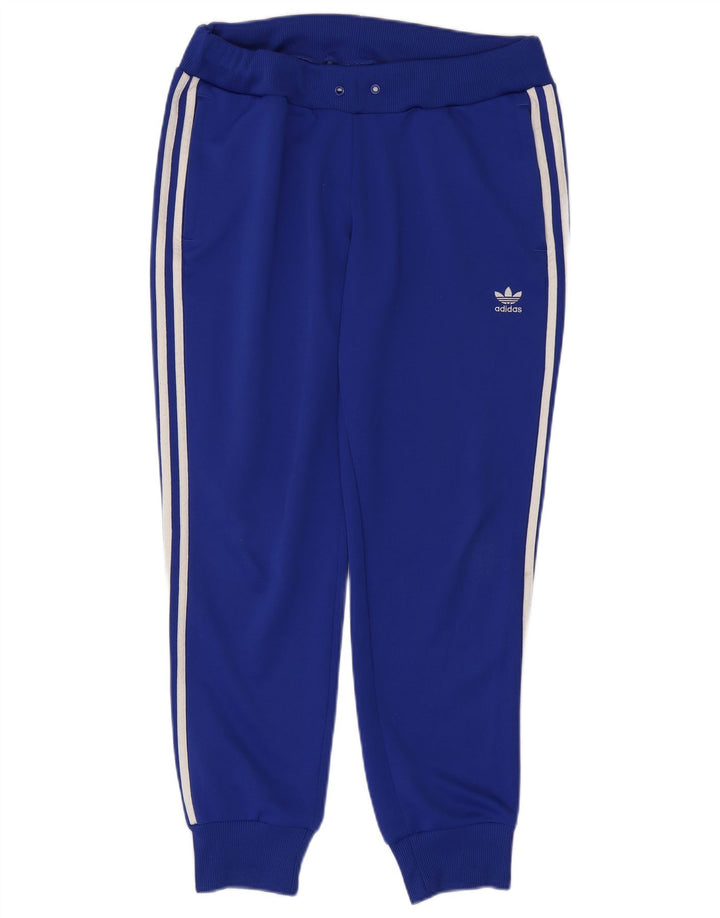 Adidas Womens Tracksuit Trousers Joggers UK 16 Large Blue Polyester