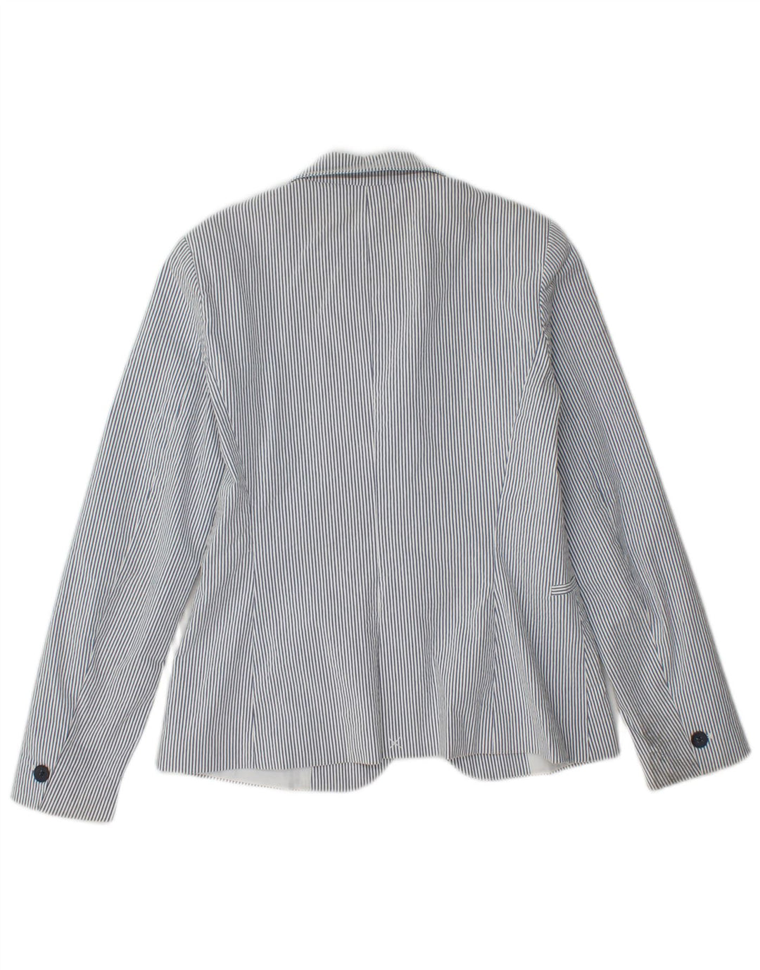 Zara Womens 1 Button Blazer Jacket EU 36 Small Blue Pinstripe Cotton