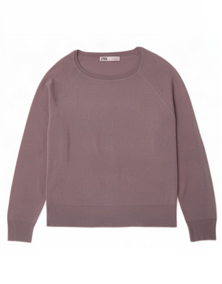Zara Womens Boat Neck Jumper Sweater UK 14 Medium Grey