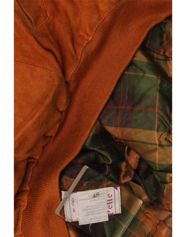 Vintage Mens Loose Fit Suede Jacket IT 48 Medium Brown Leather