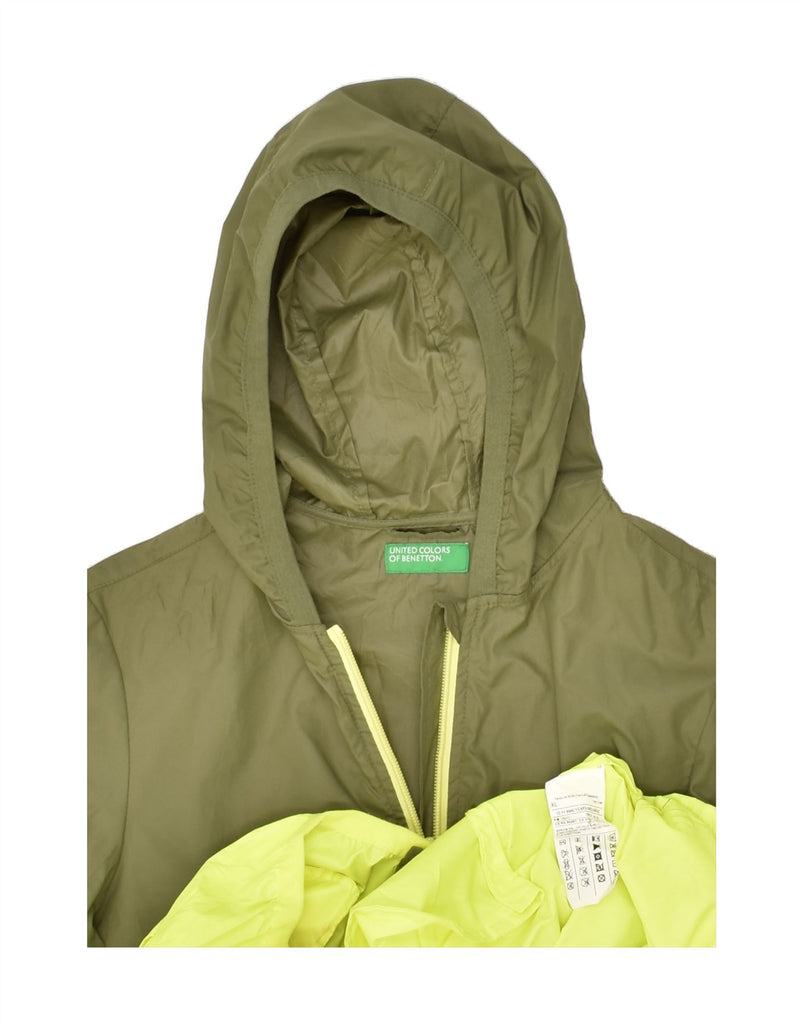 BENETTON Boys Hooded Rain Jacket 10-11 Years XL Green Colourblock | Vintage Benetton | Thrift | Second-Hand Benetton | Used Clothing | Messina Hembry 