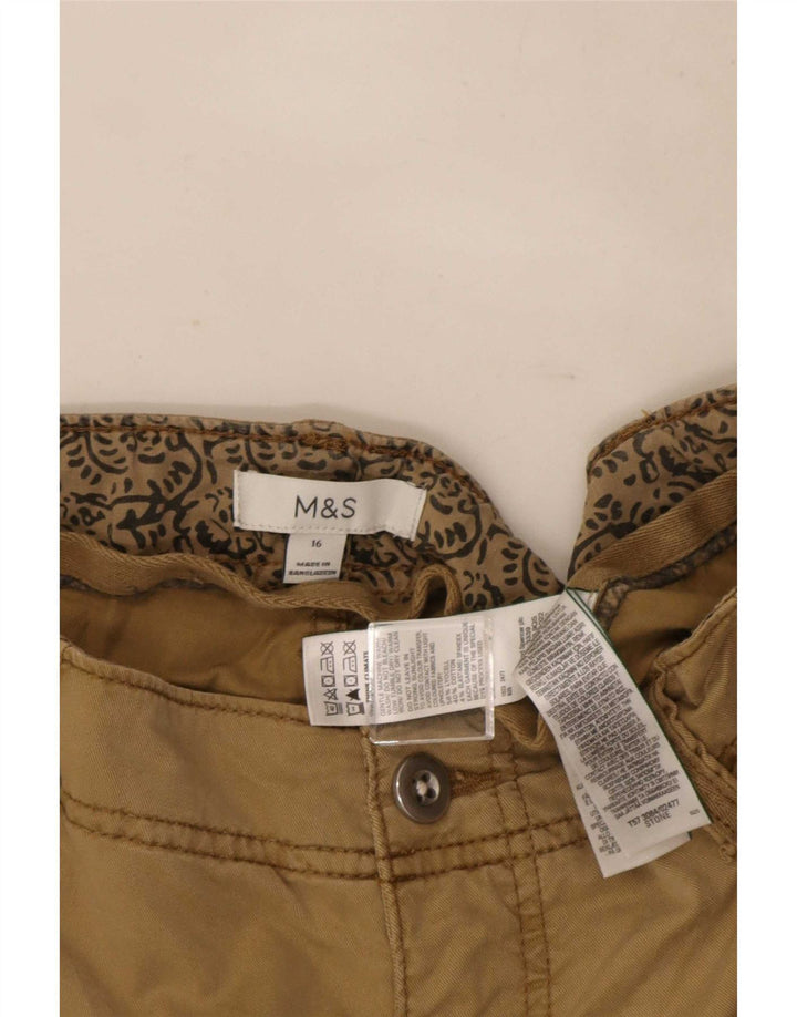 Marks & Spencer Womens Cargo Shorts UK 16 Large W34 Beige Lycra