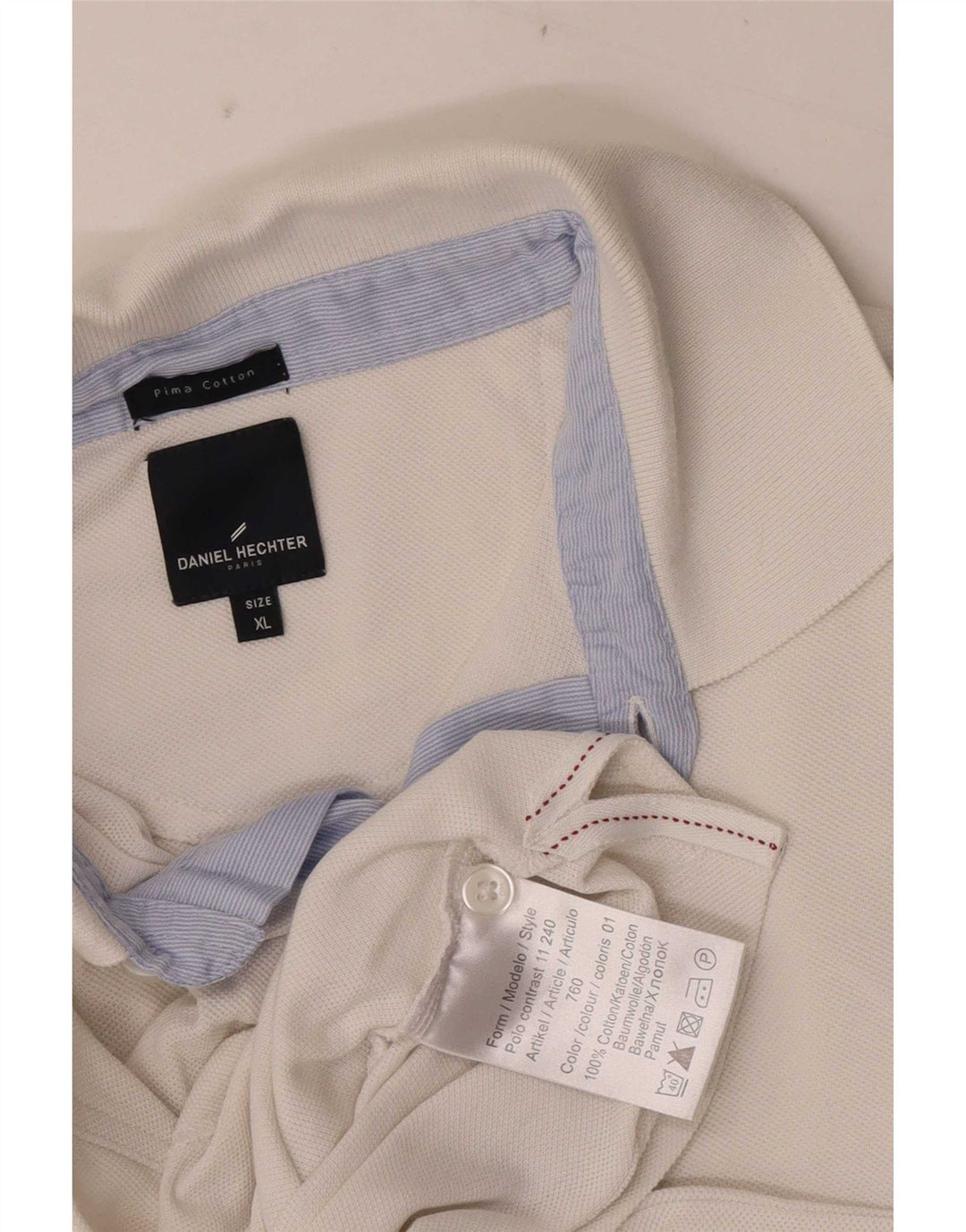 Daniel Hechter Mens Polo Shirt XL White Cotton