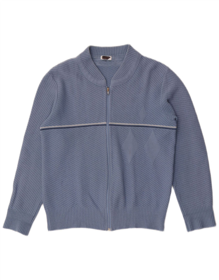 Vintage Mens Cardigan Sweater Medium Blue Striped